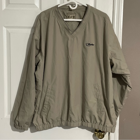 RYDER Destinations Windbreaker Mens XL Embroidered Beige Pullover Snap Buttons - Picture 1 of 9